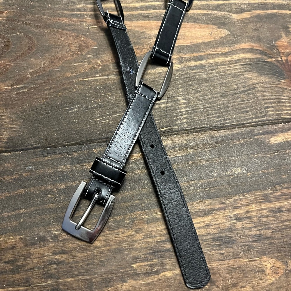 Black belt with silver hardware